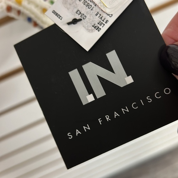 I.N. San Francisco NWT XL White Rainbow Confetti Chenille V-Neck Sweater Knit - Picture 11 of 11